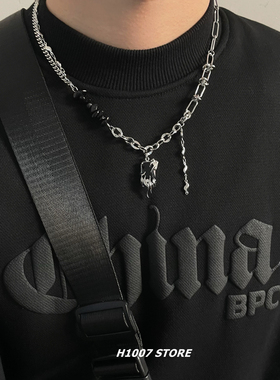 黑宝石锁骨链项链小众设计冷淡风