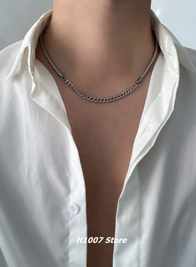 冷淡风掉色钛钢男锁骨链字母