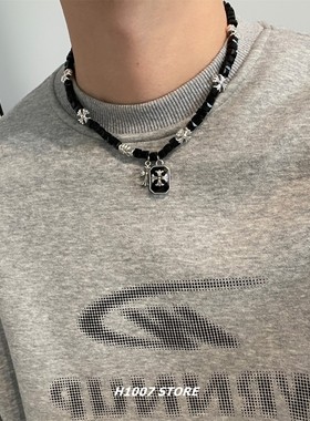 新配色十字花暗黑冷淡风男款锁骨链小众设计感女生颈链嘻哈风项链
