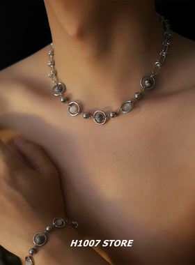 星系地图石拼接男款锁骨链女款颈链小众设计感嘻哈冷淡风项链新款