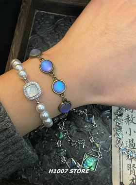 新款民族风蓝色系重工女手链男手串高颜值小众设计感Vintage手饰
