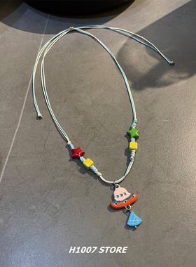 度假风夏日海滩手工贝壳编织项链女小众设计感高级锁骨链男款颈链