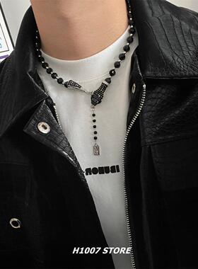 甜酷风暗黑镶钻蛇形吊坠项链