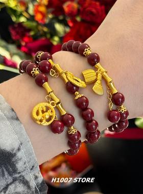 新年款新中式手作红色琉璃女手串