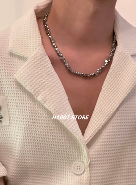 不规则碎银子锁骨链小众设计感