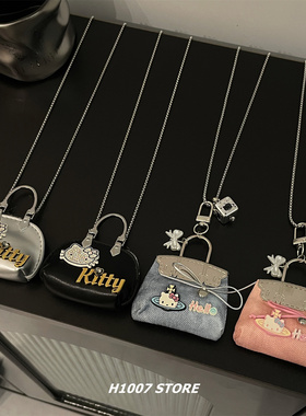 可爱卡通KT猫小包长款项链女款小众设计高级感女毛衣链男新款配饰
