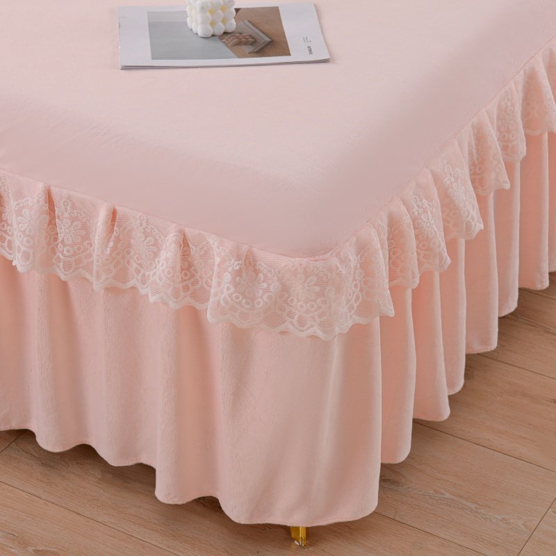 A类牛奶绒床裙2025新款花边纯色床围秋冬珊瑚绒但双人宿舍三件套,淘宝优惠券,粉丝福利购,淘宝优惠卷