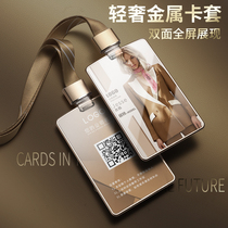 Upscale full screen aluminum alloy workcard customized work license pvc chest card hanging chest card set for work card listing