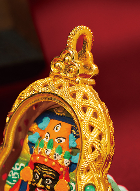 手绘擦擦唐卡黄财八大守护吊坠