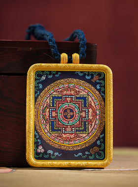 手绘描金唐卡吊坠挂件