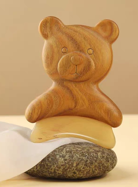 御用木紫光檀木小熊羊角刮痧板家用绿檀可爱刮脸板下颚线提拉全身