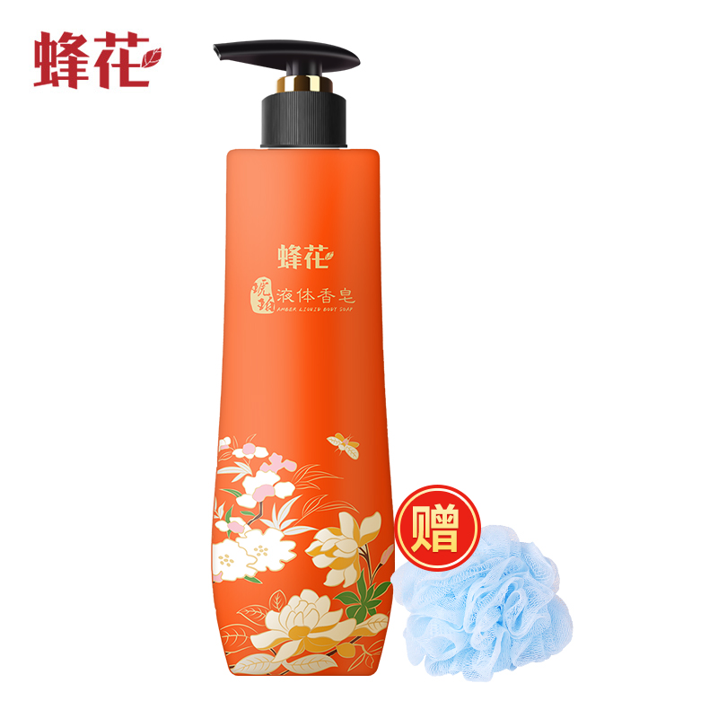 上海香皂旗舰店蜂花琥珀液体精油皂500g琥珀水密桃香留香持久女士沐浴露洗澡香皂0