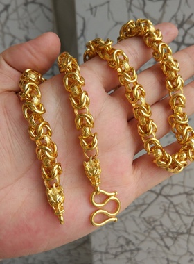黄金项链男龙骨大金链子9999足金包银首饰加粗显大久不掉色可定制