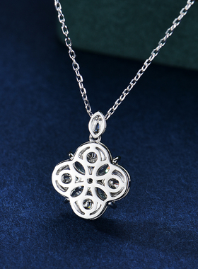 卓蝶珠宝纯银镀白金四叶草吊坠女