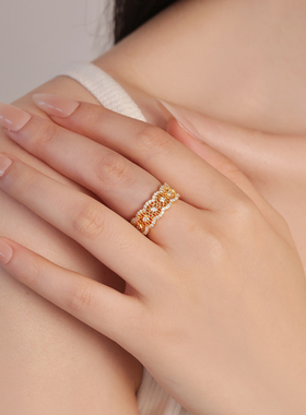 复古镂空蕾丝花纹莫桑石戒指女