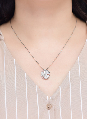 海棠花满钻项链欧美风群镶吊坠