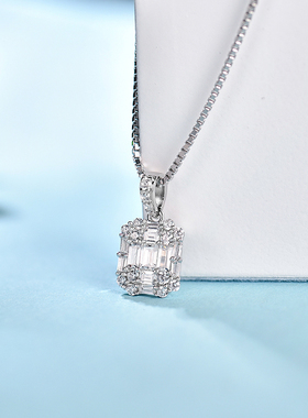 卓蝶珠宝纯银t方显大两克拉项链