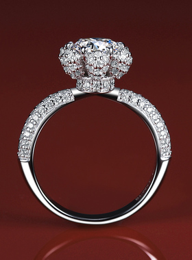 特价清仓显大花朵形莫桑石戒指女