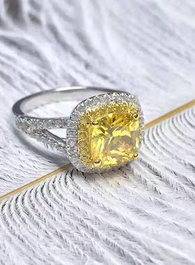 卓蝶公主求婚订婚钻戒方黄钻仿