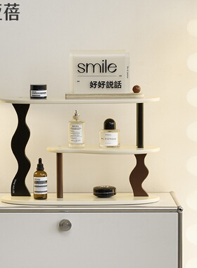 诗亚蓓奶油风木质桌面置物架