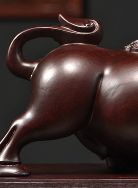 实木雕牛摆件金钱牛招财镇宅家居