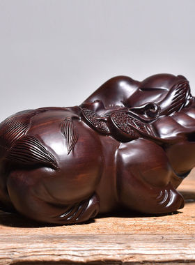 黑檀木雕刻貔貅摆件木质一对家居