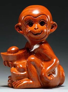 黑檀木猴子雕刻摆件十二生肖猴木