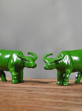 绿色木雕水牛摆件实木质黄牛十二生肖牛大号卧牛家居装饰工艺礼品