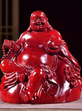 花梨木雕摆件弥勒佛实木质雕刻大肚佛像供奉家居装饰办公工艺礼品