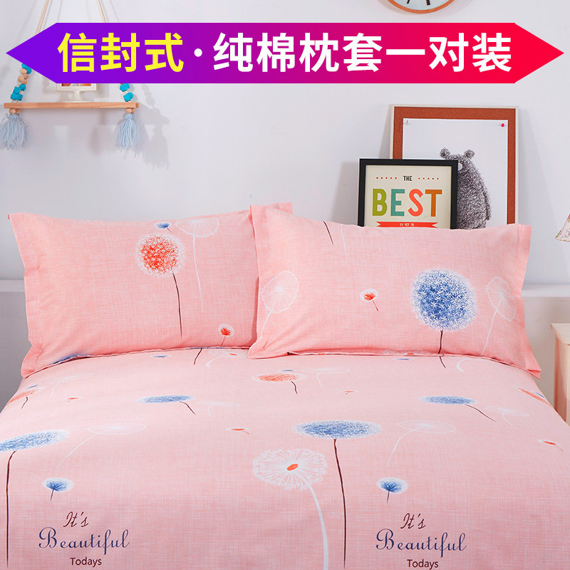 枕套 包邮一对装 纯棉全棉单人学生简约成人卡通 枕头套40x60