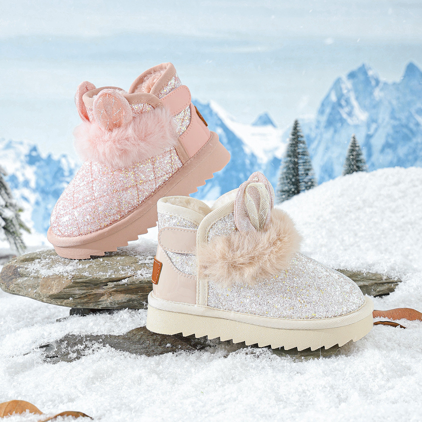 ANNIL/安奈儿女童雪地靴童鞋潮款公主风儿童加绒鞋保暖兔耳棉靴,淘宝优惠券,粉丝福利购,淘宝优惠卷