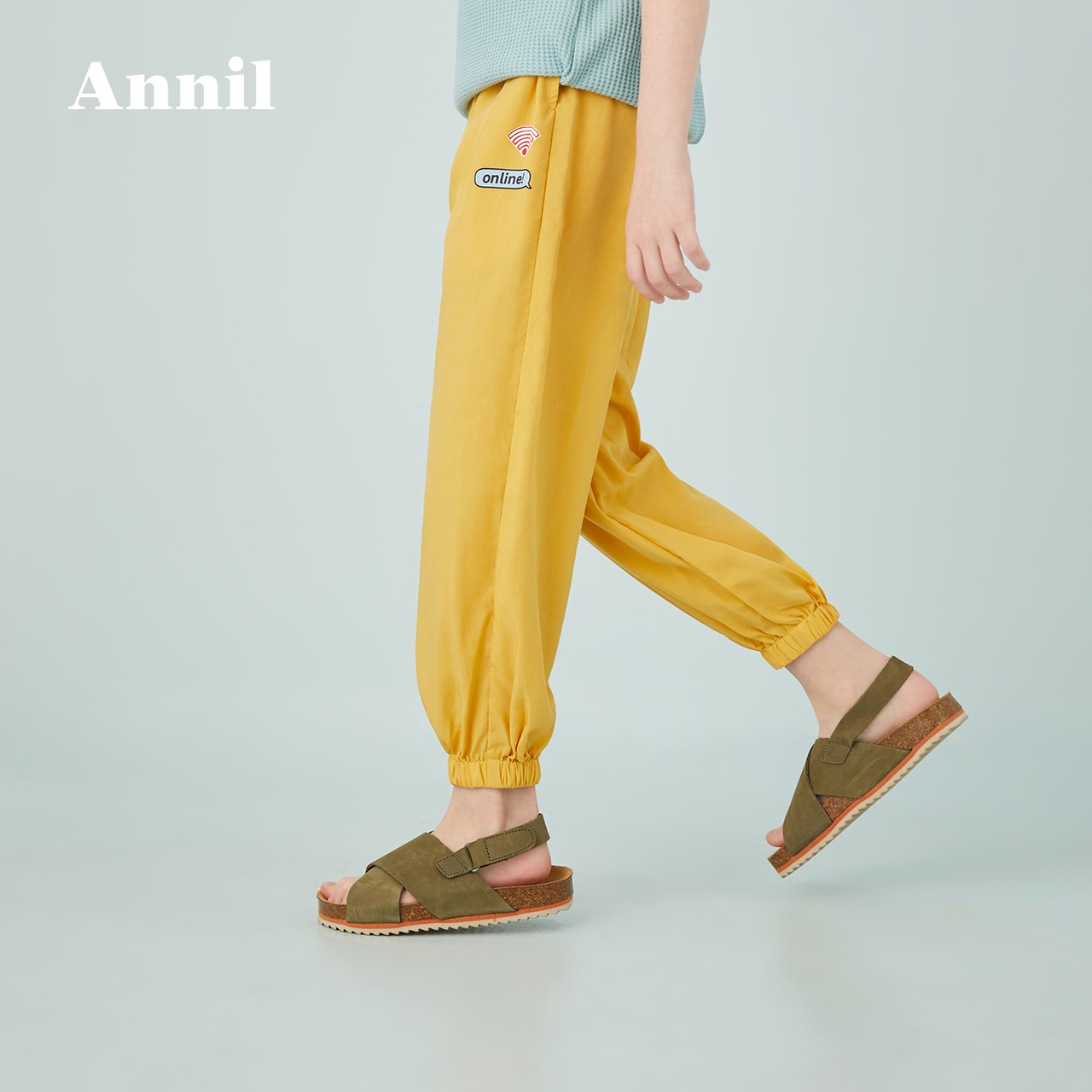 安奈儿旗舰店安奈儿童装女童防蚊裤夏季新款中大童洋气休闲长裤子轻薄透气1