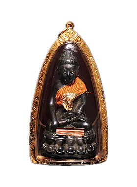 泰国佛牌真品 龙婆爽 力泥药师佛 佛历2519年老牌 金壳塔帕赞卡