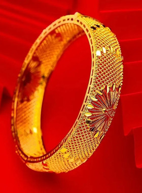 合金手镯 精品高端品质复古风雕花孔雀开屏卡扣手镯气质时尚百搭