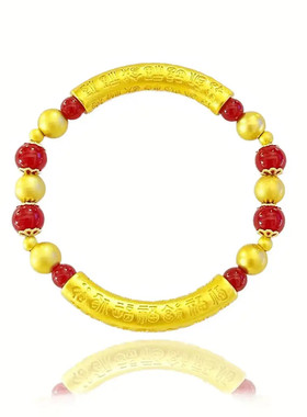 合金亚克力手链 经典匠心百福弯管手链时尚百搭古法精美编绳