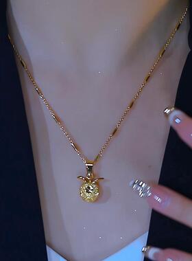 合金项链 新款简约爆闪金色平安果项链小众百搭气质精致轻奢时尚