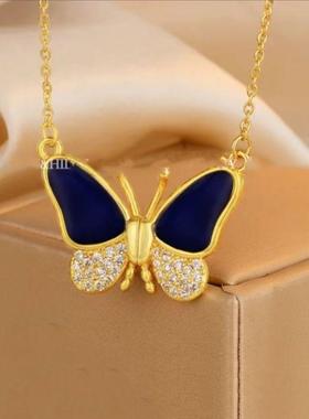 合金项链 蝴蝶磁吸温感变色项链女精致气质项链轻奢百搭设计感