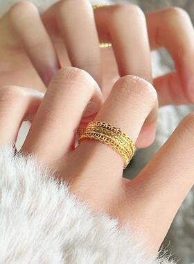 合金戒指 时尚复古戒指爆款经典黄色腰缠万贯闭口戒指高级感百搭
