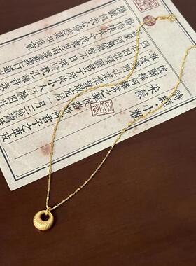 合金项链 胖坨坨时尚百搭气质平安扣简约精美项链小众古法轻奢