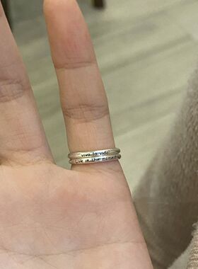 合金戒指 viva la vida!人生万岁字母戒指简约百搭开口指环轻奢