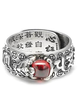 合金戒指 平安好运貔貅男女个性潮流霸气六字真言心经戒指指环