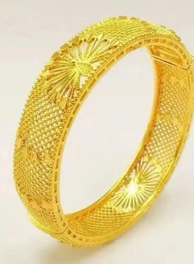 合金手镯 复古风雕花孔雀开屏卡扣手镯气质时尚磨砂精美素款经典