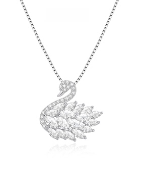 合金项链 白天鹅满钻项链轻奢百搭小众锁骨链气质时尚简约经典