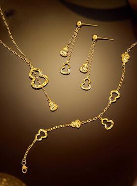 合金项链 金色葫芦项链女流苏精致新款百搭轻奢气质坠链长款简约