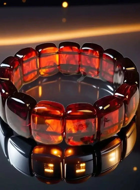 非金属亚克力手链 时尚单圈红色方牌手链复古民族风百搭简约