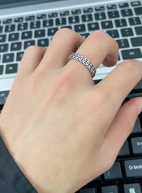 合金戒指 复古铜钱戒指女轻奢小众做旧食指戒开口高级感简约个性