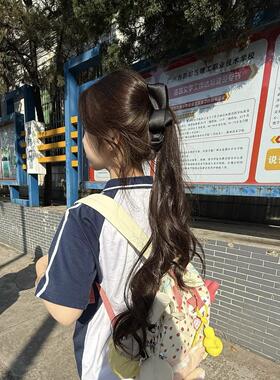 丝带香蕉夹分密齿多层蝴蝶结后脑勺高马尾发夹半扎发