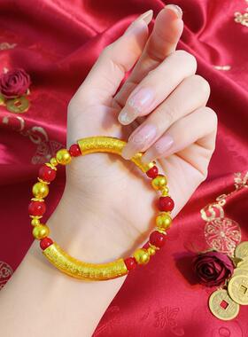 合金手链 精美新款鸿运当头双百福弯管手链手工单圈法式时髦