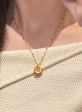 合金项链 古法经典高版本小金托项链轻奢百搭气质简约小众素款