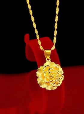 合金项链 牡丹花气质高级项链森系女士项链精美时尚百搭饰品经典